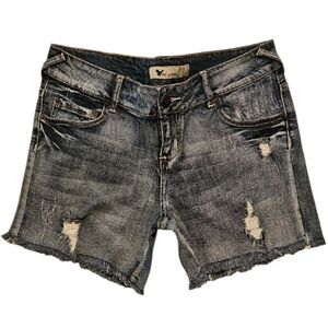 Wet Seal Blue Wash Distressed Jean Shorts. Women's Size: Waist 13x4.5 Inseam.